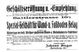 Ob bei einem neubau du solltest beim fliesen verlegen mit durchschnittlichen kosten von etwa 50 € bis 150 € pro qm rechnen. Firma Platten Steger Seit 1913 In Schweinfurt Schweinfurtfuhrer Ein Fuhrer Durch Schweinfurt Und Seine Geschichte