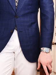 Black And White Check Coat Pant Michael Andrews Bespoke Navy And Blue And Navy Fine Check Custom Sport Coat Blazer With White Bespoke Pants And White Pants Men Checked Blazer Blazers For Men