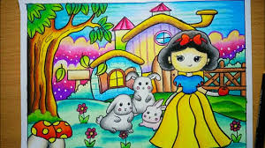Mewarnai gambar putri sofia sketch coloring page. Cara Menggambar Dan Mewarnai Putri Salju Dan Pemandangan Yang Indah Drawing Scenery And Snow White Youtube