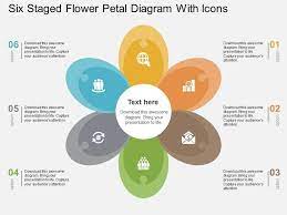 Five petal diagram slide template. Six Staged Flower Petal Diagram With Icons Flat Powerpoint Design Powerpoint Templates Backgrounds Template Ppt Graphics Presentation Themes Templates