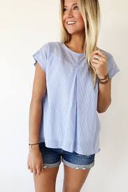 Light Blue Pin Stripe Top Roolee Blue Top Outfit Light Blue Shirt Outfit Top Outfits