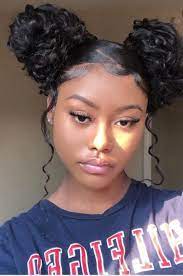 2 Curly Top Knot Buns With 2 Curly Strands On The Side In 2021 Curly Top Knot Bun Curly Top Knot Knot Bun
