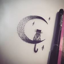 Image Result For Cat And Moon Tattoo Moon Tattoo Moon Tattoo Designs Cat Tattoo Small