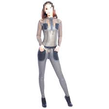 Fullbody catsuit, round neck, high leg and thong optic through seams, back zipper; Latex Rubber Women Catsuit Full Body Bodysuit Tights Transparent Black And Black Size Xxs Xxl Buy At The Price Of 65 18 In Aliexpress Com Imall Com