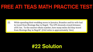 ati teas math number 22 solution free math practice test kilometers and miles conversions