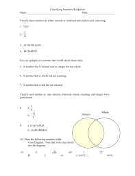 Ordinal numbers, words and positions are introduced through a series of exercises. Classify These Numbers As Either Rational Or Irrational And Explain