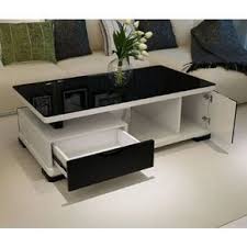 Modern Multi Level Gloss Coffee Table White Black Center Table Living Room Tea Table Design Living Room Table