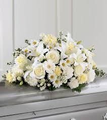 Funeral flowers & sympathy flowers delivery information. Janousek Florist Funeral Sympathy Sweet Peace Casket Spray S30 4223