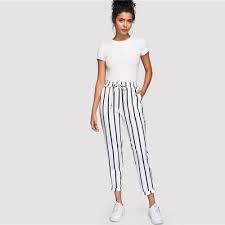 Black And White Striped Pants Outfit Witch Day Store Tapered Pants Outfit Stripe Pants Outfit Black And White Pants