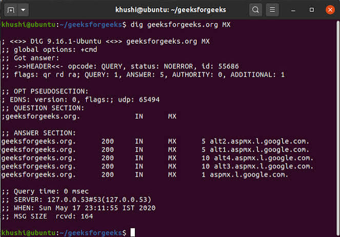 dig Command in Linux with Examples - GeeksforGeeks
