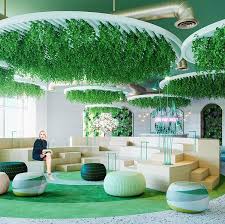 Lysang Photos Et Videos Instagram Green Interiors Office Interior Design Retail Design