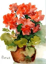 Download Geraniums Flower Painting Watercolor Paintings Easy Watercolor Flowers