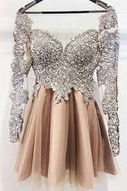 Luxurious Short Cocktail Prom Homecoming Dress Champagne Long Sleeves With Beaded Long Sleeve Homecoming Dresses Homecoming Dresses Homecoming Dresses Long