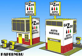 Gazoo Gas Station Paper Model By Papermau Download Now Paper Models Gas Station Sheet Of Paper