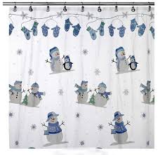 Snowman Penguin Christmas Vinyl Shower Curtain Hook Set Snow Oh What Fun New Holiday Vinyl Shower Curtains Shower Curtain Hooks Shower Curtain