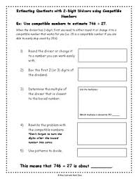 This Fill In Resource Page Focuses On The Step By Step Process Of Using Compatible Numbers To Estimate Qu In 2020 Compatible Numbers Estimating Quotients Math Division