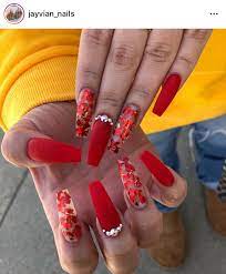 Black bling nails acrylic coffin nails youtube. Pin By Josephfine Villarreal On Nails Red Acrylic Nails Nail Designs Valentines Christmas Nails Acrylic