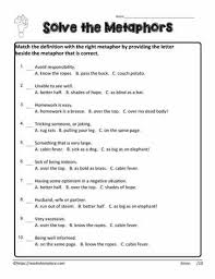 Solve The Metaphors In 2020 Figurative Language Worksheet Language Worksheets Idioms