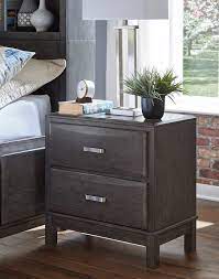 Bring streamlined style to your bed's side with this nightstand. Caitbrook Gray Two Drawer Night Stand Speedyfurniture Com