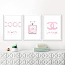 Maybe you would like to learn more about one of these? Chanel Print Set Of 3 Prints Pink Bedroom Decor Chanel No 5 Etsy Chanel Wall Art Pink Room Decor Chanel Wall