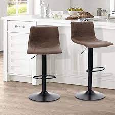 Your friends can easily adjust the stool height to counter height by simply pressing the lever on the side. Buy Alpha Home Bar Stools Counter Height Adjustable Bar Chair 360 Degree Swivel Seat Modern Square Pu Leather Kitchen Counter Stools Dining Chairs Set Of 2 350 Lbs Capacity Brown Online In Turkey B07xcnm5qw