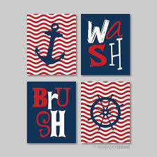Country red, white, and blue. Nautical Bathroom Print Art Badezimmerdekor Badezimmerkunst Anker Rad Oce Anker Badezimmerdekor Nautical Bathrooms Bathroom Art Bathroom Prints
