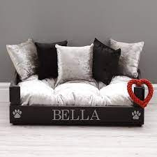 Our designer dog sofas and luxury beds are a hand crafted range inspired from country chic to traditional pieces for the ultimate snooze or multi dog cuddling. Personalised Black Luxury Wooden Pet Bed Lovegifts Com