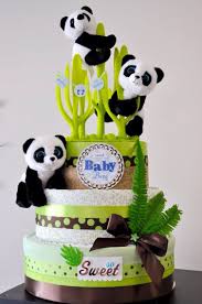 Baby shower themes don't have to be formal. Panda Diaper Cake Panda Baby Shower Cake Panda Baby Showers Baby Shower Diaper Cake