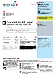 British Gas Bill Bill Template Gas Bill Electricity Bill