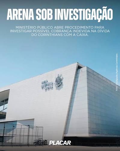 NOVA INVESTIGA&Ccedil;&Atilde;O! 🦅⚖️ O Minist&eacute;rio P&uacute;blico de S&atilde;o Paulo abriu um procedimento preliminar para apurar a d&iacute;vida do Corinthians com a Caixa Econ&ocirc;mica Federal referente ao financiamento da Neo Qu&iacute;mica Arena. A