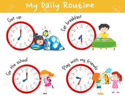 activity chart showing different daily routine of kids illustration