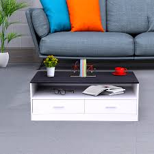 طاولة ضيافة موديل مايوت خشب أبيض وأسود مع درجين ووحدة تخزين مواسم متجر الأثاث المنزلي والمكتبي العصري