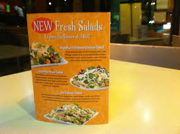 Table Tent Side 2 Pick Up Stix Chinese Chicken Salad Fresh Salads Restaurant Marketing