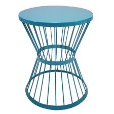 Garden Treasures 20 In Blue Powder Coated Outdoor Round Steel Plant Stand Lowes Com Outdoor End Tables Patio Side Table Side Table