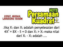 Setelah nilai koefisien korelasi diperoleh, nilai koefisien determinasi juga dapat diperoleh dengan persamaan berikut 2 : Hots Persamaan Kuadrat Nilai X1 X2 Youtube