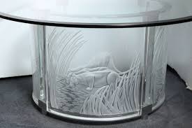 The table has a metal scrollwork base with original beveled plate glass insert top. Lalique Art Deco Style Three Lioness Glass And Chrome Coffee Table Signed At 1stdibs