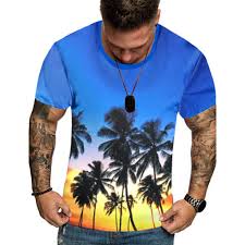 kingol men summer new full 3d printed t shirt plus size m