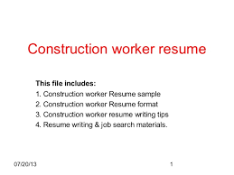 construction worker resume sample