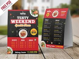 Free Psd Restaurant Table Tent Menu Psd Template Table Tents Free Psd Restaurant Tables