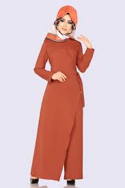 Modaselvim Tulum Yandan Baglamali Tesettur Tulum 5558mp186 Kiremit Couture Dresses