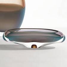 Canoe Glass Oval Modern Decorative Bowl In Amber Pale Pistachio In 2020 Decorative Bowls Modern Decorative Bowls Art Glass Bowl