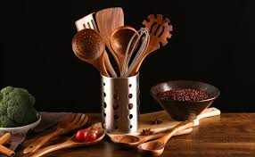 Looking for wood handled utensils? Amazon Com Wooden Kitchen Utensils Set With Utensil Holder Nayahose 11 Pcs Teak Wooden Cooking Spoons And Spatula For Cooking Including Spoon Ladle Fork 11 Home Kitchen