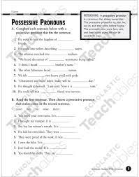 possessive pronouns grades 5 6 printable test prep and tests skills sheets