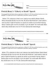 Education World Every Day Edit Patrick Henry S Liberty Speech Education World Editing Writing Prepositional Phrases