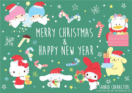 Merry Christmas Happy New Year Hello Kitty Christmas Hello Kitty Christmas Cards Kawaii Christmas