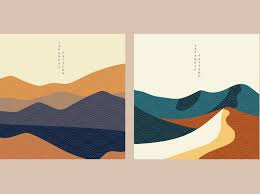 Changing out religious symbols, flowers, or other graphics is a common way to personalize a memorial design. Landscape Background With Japanese Wave Pattern Vector Mountain Japanese Waves Graphic Design Illustration Wave Pattern