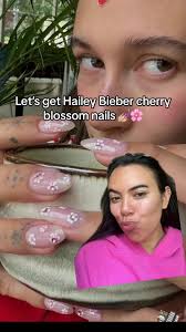 Hailey Biebers Cherry Blossom Nails