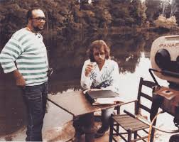 Quincy Jones and director Steven Spielberg on the set of THE COLOR PURPLE  in North Carolina in the summer of 1985. Quincy Jones is one of very few  composers besides John Williams