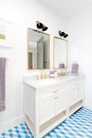 Sus304 stainless steel mount type: Brushed Gold Faucets With Carrera Marble Top Bath Vanity Contemporary Bathroom