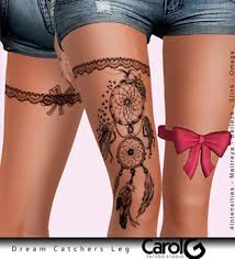 Realistic colorful dream catcher tattoo, thigh tattoo, tattooed women. Second Life Marketplace Dream Catchers Leg Tattoo Carol G